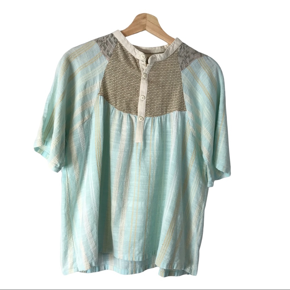 Ace & Jig Cotton Short Sleeve Mint Green Blouse Top